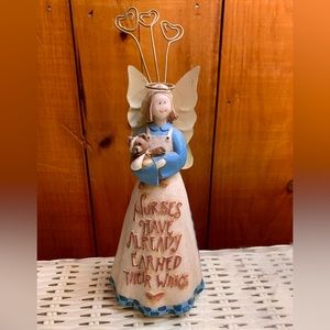 Vintage NURSE ANGEL W/teddy bear-FIGURINE-Nurses have already earned their wings